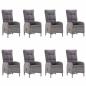 Preview: 9-tlg. Garten-Essgruppe Poly Rattan und Glas Grau