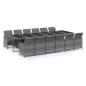 Preview: 13-tlg. Garten-Essgruppe mit Kissen Poly Rattan Grau