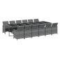 Preview: 13-tlg. Garten-Essgruppe mit Kissen Poly Rattan Grau