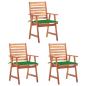 Preview: ARDEBO.de - Garten-Essstühle 3 Stk. mit Kissen Massivholz Akazie