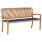 Preview: ARDEBO.de - Stapelbare Gartenbank mit Auflage 159 cm Massivholz Teak