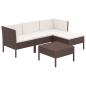 Preview: 5-tlg. Garten-Lounge-Set mit Auflagen Poly Rattan Braun