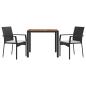 Preview: 3-tlg. Garten-Essgruppe mit Kissen Schwarz Poly Rattan