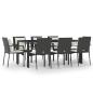 Preview: 9-tlg. Garten-Essgruppe mit Kissen Schwarz Poly Rattan
