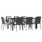 Preview: 9-tlg. Garten-Essgruppe mit Kissen Schwarz Poly Rattan