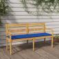 Preview: ARDEBO.de - Batavia-Bank mit Königsblauem Kissen 150 cm Massivholz Teak
