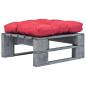 Preview: ARDEBO.de - Outdoor-Ottomane Paletten mit Kissen in Rot Holz Grau