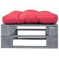 Preview: Outdoor-Ottomane Paletten mit Kissen in Rot Holz Grau