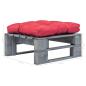 Preview: Outdoor-Ottomane Paletten mit Kissen in Rot Holz Grau