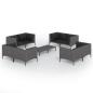 Preview: 9-tlg. Garten-Lounge-Set mit Kissen Poly Rattan Dunkelgrau