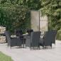 Preview: ARDEBO.de - 7-tlg. Garten-Essgruppe Dunkelgrau Poly Rattan