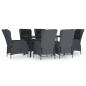 Preview: 7-tlg. Garten-Essgruppe Dunkelgrau Poly Rattan