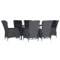 Preview: 7-tlg. Garten-Essgruppe Dunkelgrau Poly Rattan