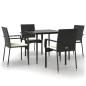 Preview: 5-tlg. Garten-Essgruppe mit Kissen Schwarz Poly Rattan