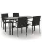 Preview: 5-tlg. Garten-Essgruppe mit Kissen Schwarz Poly Rattan