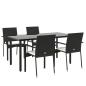Preview: 5-tlg. Garten-Essgruppe mit Kissen Schwarz Poly Rattan