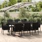 Preview: ARDEBO.de - 9-tlg. Garten-Essgruppe mit Kissen Schwarz Poly Rattan