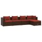 Preview: 5-tlg. Garten-Lounge-Set mit Kissen Poly Rattan Braun