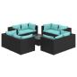 Preview: 9-tlg. Garten-Lounge-Set mit Kissen Poly Rattan Schwarz