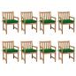 Preview: ARDEBO.de - Gartenstühle 8 Stk. mit Grünen Kissen Massivholz Teak