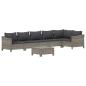 Preview: 7-tlg. Garten-Lounge-Set mit Kissen Grau Poly Rattan