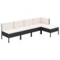 Preview: 5-tlg. Garten-Lounge-Set mit Auflagen Poly Rattan Schwarz