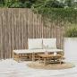 Preview: ARDEBO.de - 4-tlg. Garten-Lounge-Set mit Cremeweißen Kissen Bambus