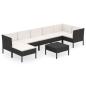 Preview: 8-tlg. Garten-Lounge-Set mit Auflagen Poly Rattan Schwarz