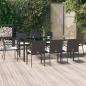 Preview: ARDEBO.de - 9-tlg. Garten-Essgruppe mit Kissen Schwarz Poly Rattan