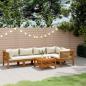 Preview: ARDEBO.de - 6-tlg. Garten-Lounge-Set mit Creme Kissen Massivholz Akazie