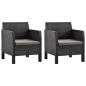 Preview: ARDEBO.de - Gartenst?hle mit Kissen 2 Stk. PP Rattan Anthrazit