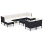 Preview: 10-tlg. Garten-Lounge-Set mit Auflagen Poly Rattan Schwarz