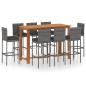 Preview: 9-tlg. Gartenbar-Set mit Kissen Grau