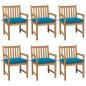 Preview: ARDEBO.de - Gartenst?hle 6 Stk. mit Hellblauen Kissen Massivholz Teak