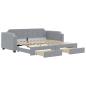 Preview: Tagesbett Ausziehbar mit Schubladen Hellgrau 100x200 cm Stoff