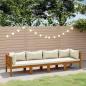 Preview: ARDEBO.de - 4-Sitzer-Gartensofa mit Creme Kissen Massivholz Akazie