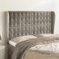 Preview: ARDEBO.de - Kopfteil mit Ohren Hellgrau 147x23x118/128 cm Samt