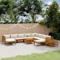Preview: ARDEBO.de - 12-tlg. Garten-Lounge-Set mit Creme Kissen Massivholz Akazie
