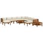 Preview: 12-tlg. Garten-Lounge-Set mit Creme Kissen Massivholz Akazie