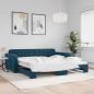 Preview: ARDEBO.de - Tagesbett Ausziehbar Blau 100x200 cm Samt