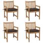 Preview: ARDEBO.de - Gartenstühle 4 Stk. mit Taupe Kissen Massivholz Teak