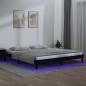 Preview: ARDEBO.de - Massivholzbett mit LEDs Schwarz 140x190 cm