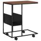 Preview: Beistelltisch mit Rollen Schwarz 55x36x63,5 cm Holzwerkstoff