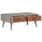 Preview: Couchtisch Grau 100x60x40 cm Raues Mango-Massivholz