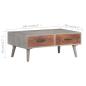 Preview: Couchtisch Grau 100x60x40 cm Raues Mango-Massivholz