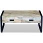 Preview: Couchtisch mit 2 Schubladen Massivholz Mango 100x60x40 cm
