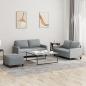 Preview: ARDEBO.de - 3-tlg. Sofagarnitur mit Kissen Hellgrau Stoff