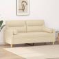 Preview: ARDEBO.de - 2-Sitzer-Sofa mit Zierkissen Creme 140 cm Stoff