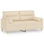 Preview: 2-Sitzer-Sofa mit Zierkissen Creme 140 cm Stoff