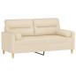 Preview: 2-Sitzer-Sofa mit Zierkissen Creme 140 cm Stoff